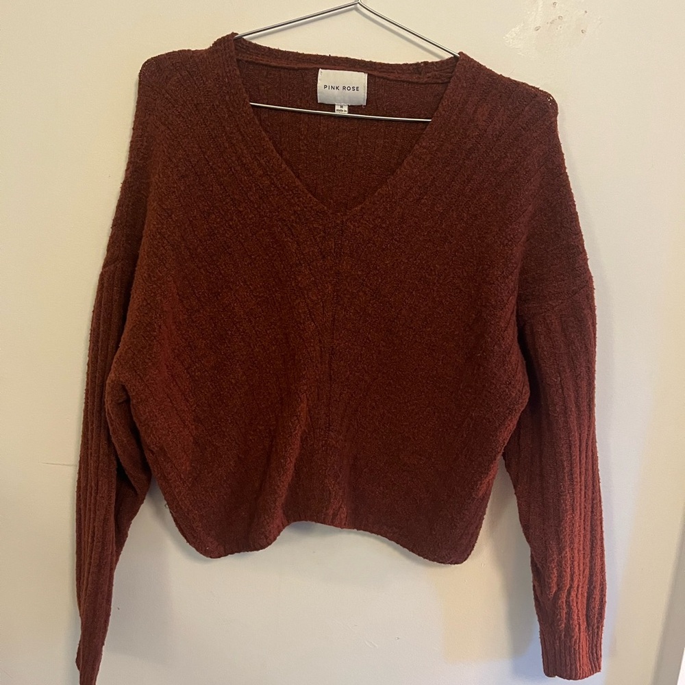 2/$15: Pink Rose cropped sweater (rust orange)